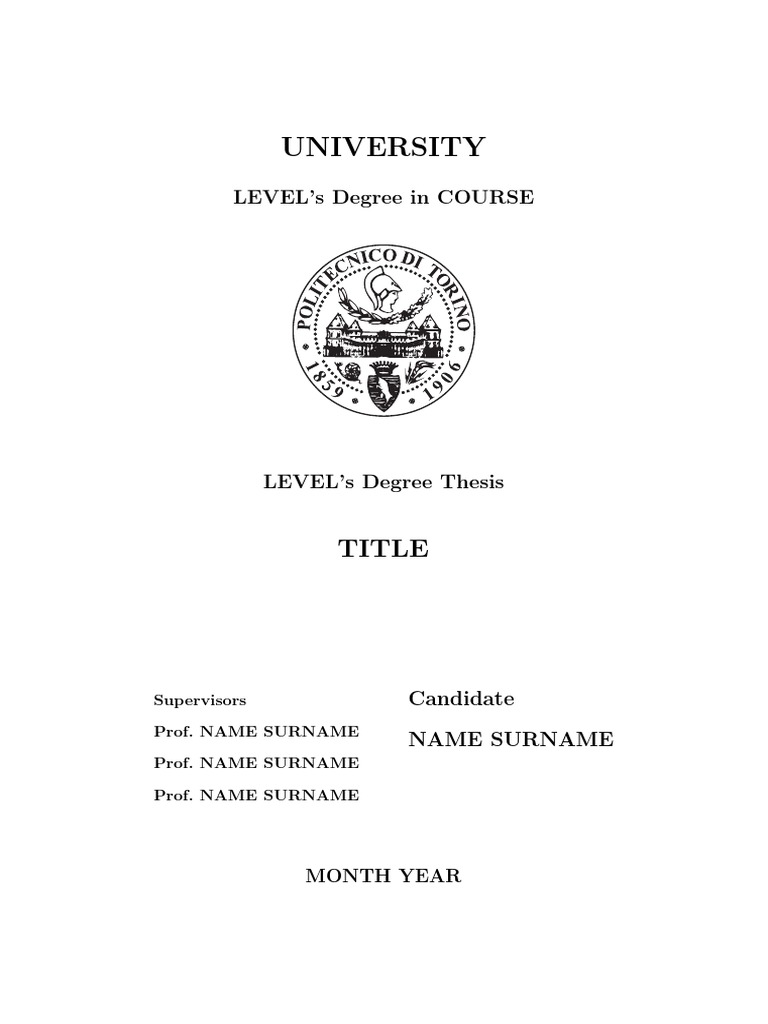 Master Thesis Template Polito | PDF | Mathematical Relations | Algorithms