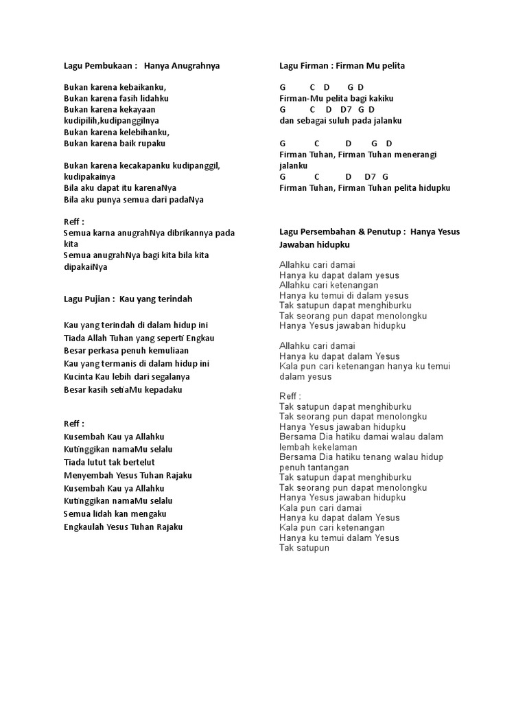 Teks Lagu Rohani Pdf