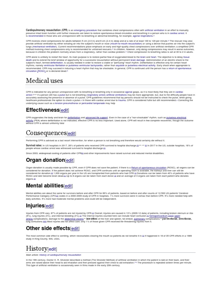 Cardiopulmonary Resuscitation | PDF | Cardiopulmonary Resuscitation | Heart