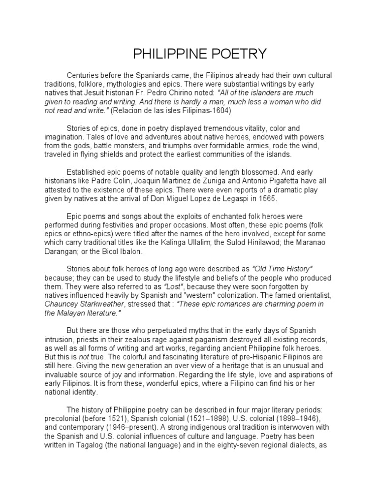 Philippine Poetry Philippines Poetry