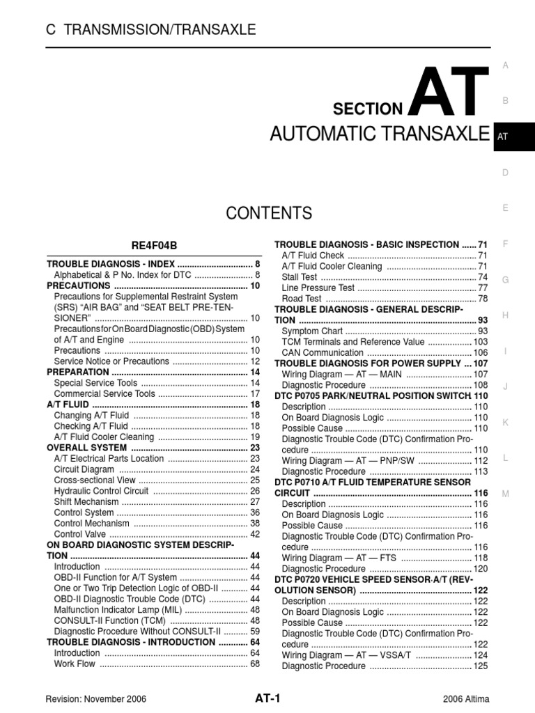 2006 Altima Automatic Transaxle Guide | PDF | Clutch | Transmission ...