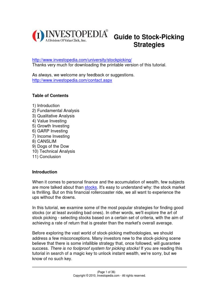 Guide To Stock-Picking Strategies: (Page 1 of 36) | PDF | Value ...