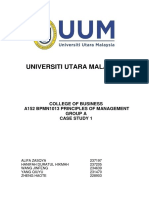 Universiti Utara Malaysia: College of Business A152 Bpmn1013 Principles of Management Group A Case Study 1