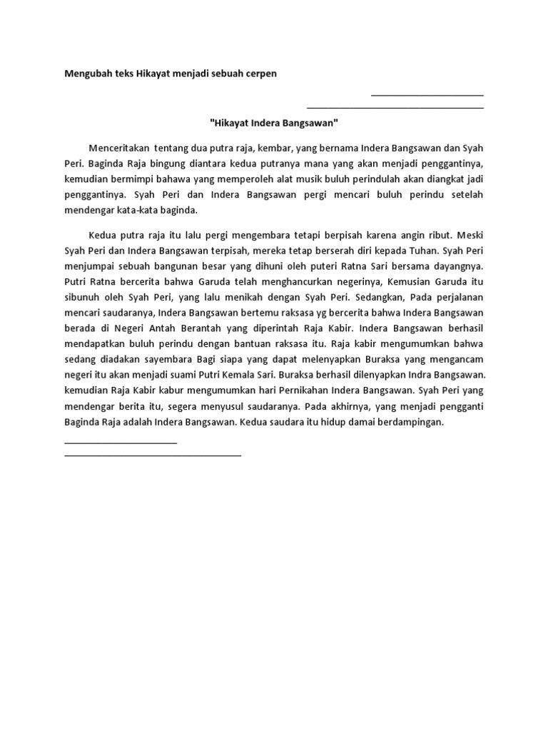 Cerpen Hikayat Docx