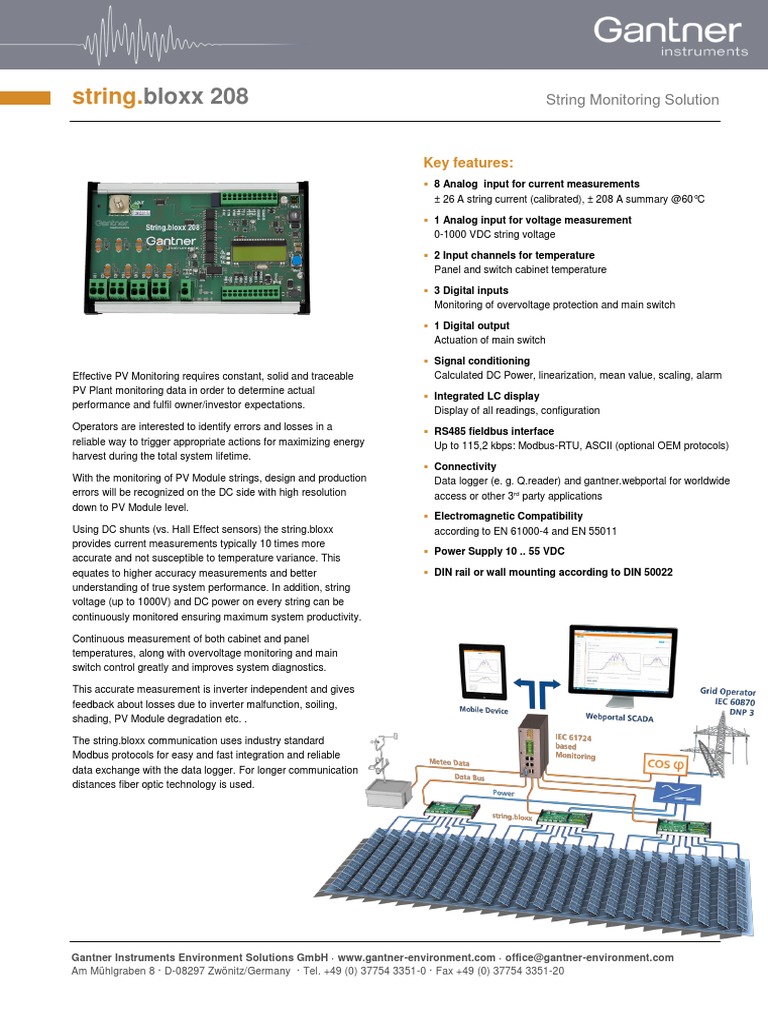 String Monitoring Solution Overview | PDF | Power Supply | Analog To ...