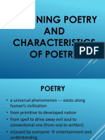 Defining Poetry AND Characteristics of Poetry