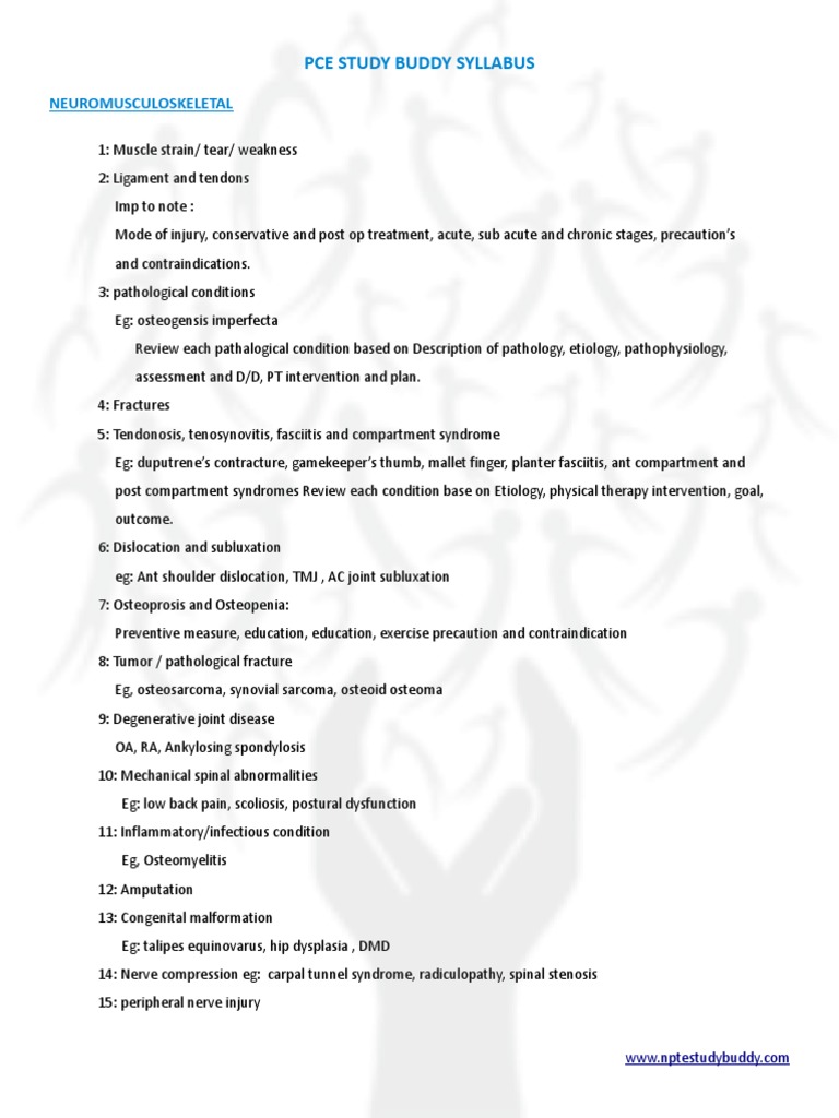Pce Study Buddy Syllabus-Final | PDF | Myocardial Infarction | Back Pain