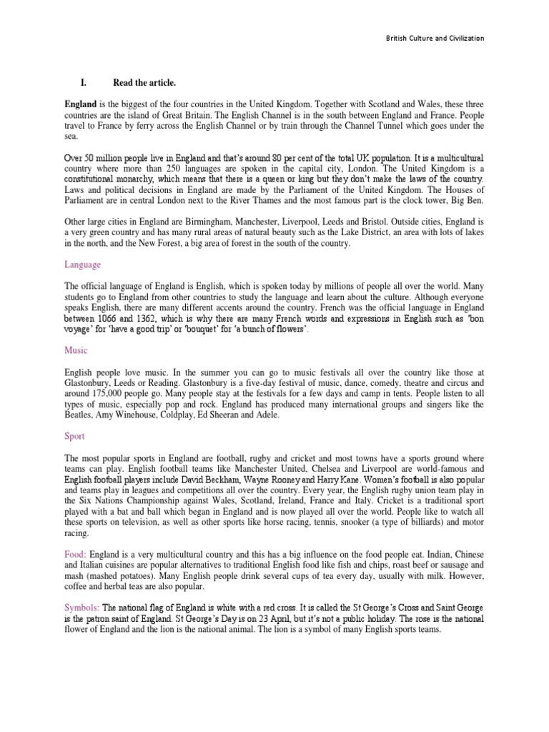 British Culture and Civilization | PDF | United Kingdom | London