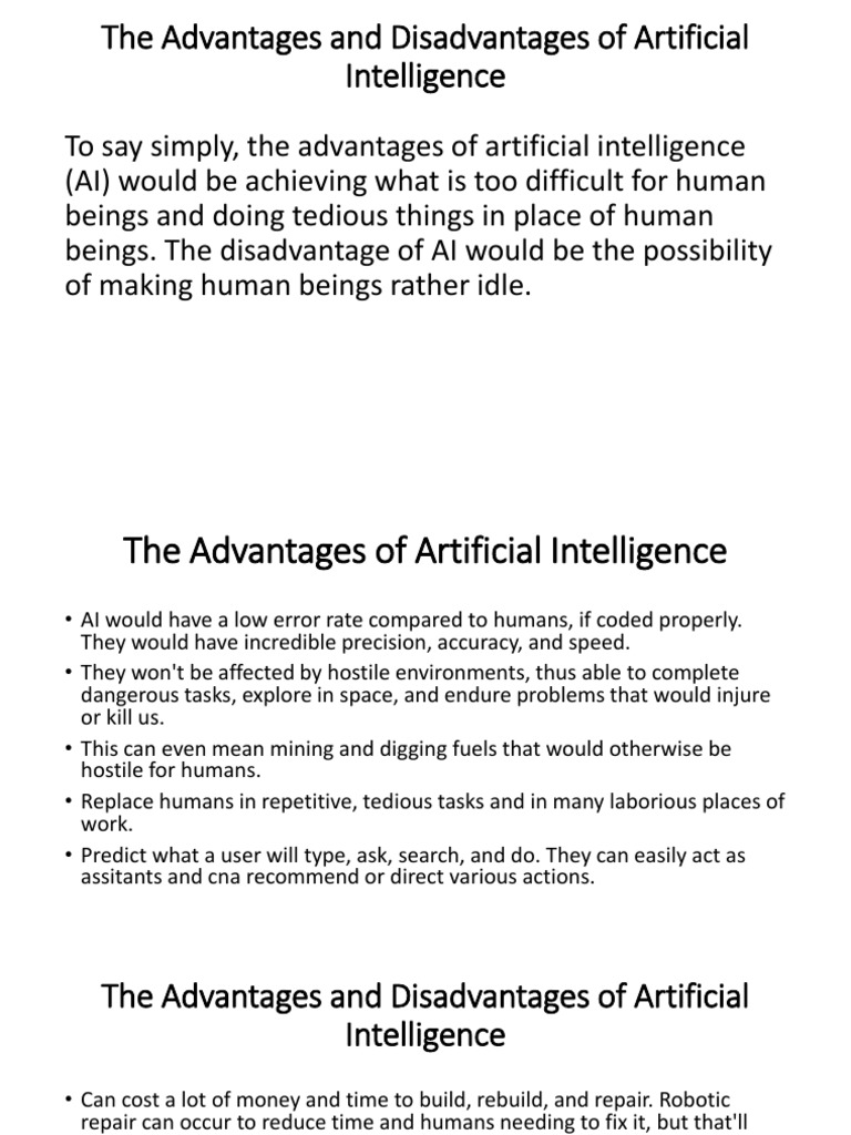 Advantages and Disadvantages of AI | PDF | Art