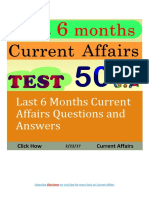 Last 6 Months Current Affairs Quiz