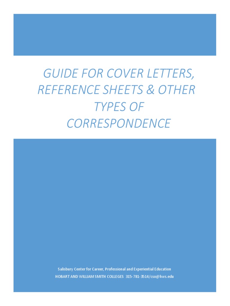 Guide For Cover Letters, Reference Sheets & Other Types of ...