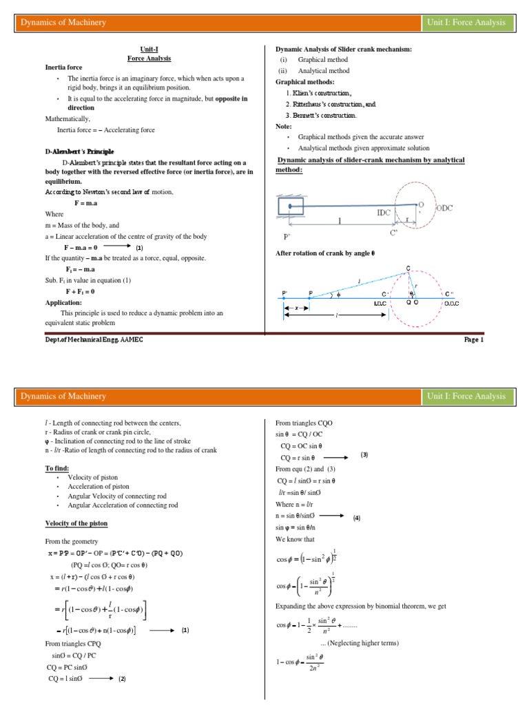 DOM Unit-I | PDF | Force | Acceleration