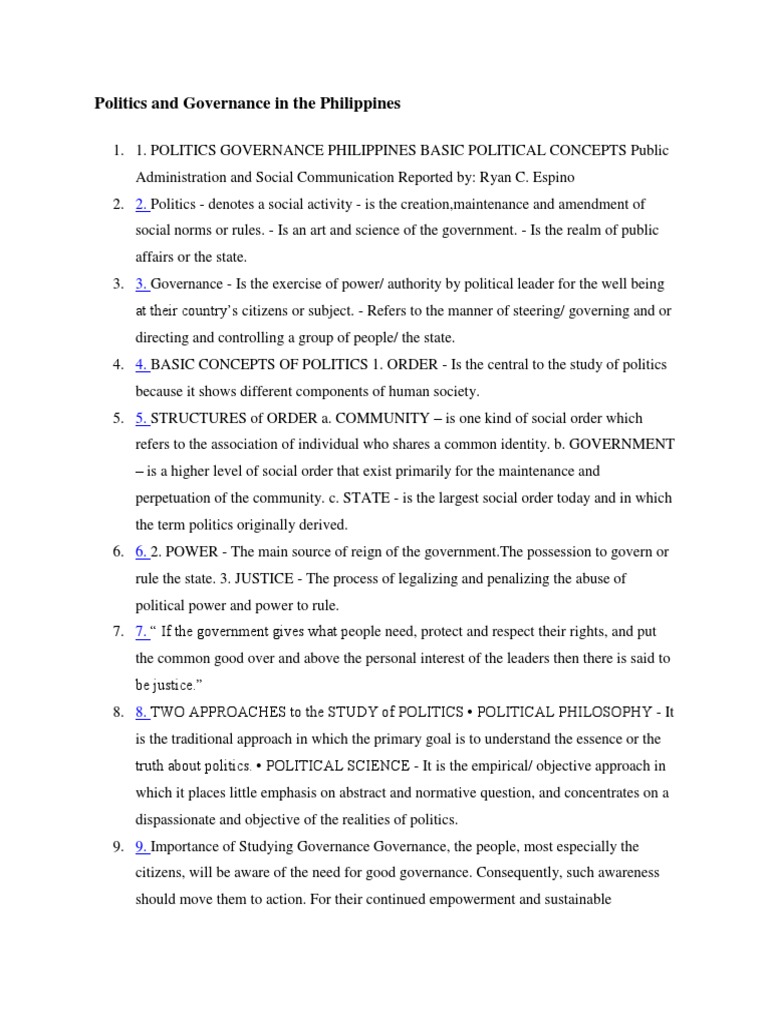 Governance Overview in the Philippines | PDF | Governance | Accountability