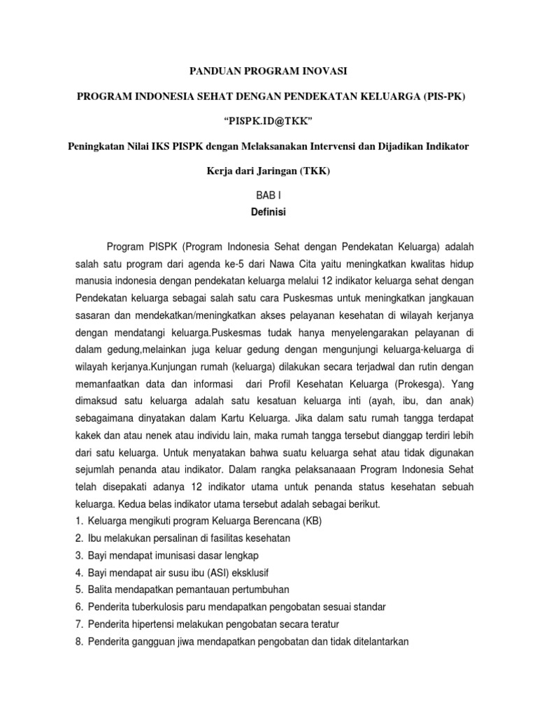 Panduan Program PIS-PK untuk Keluarga Sehat | PDF | Pengembangan Diri