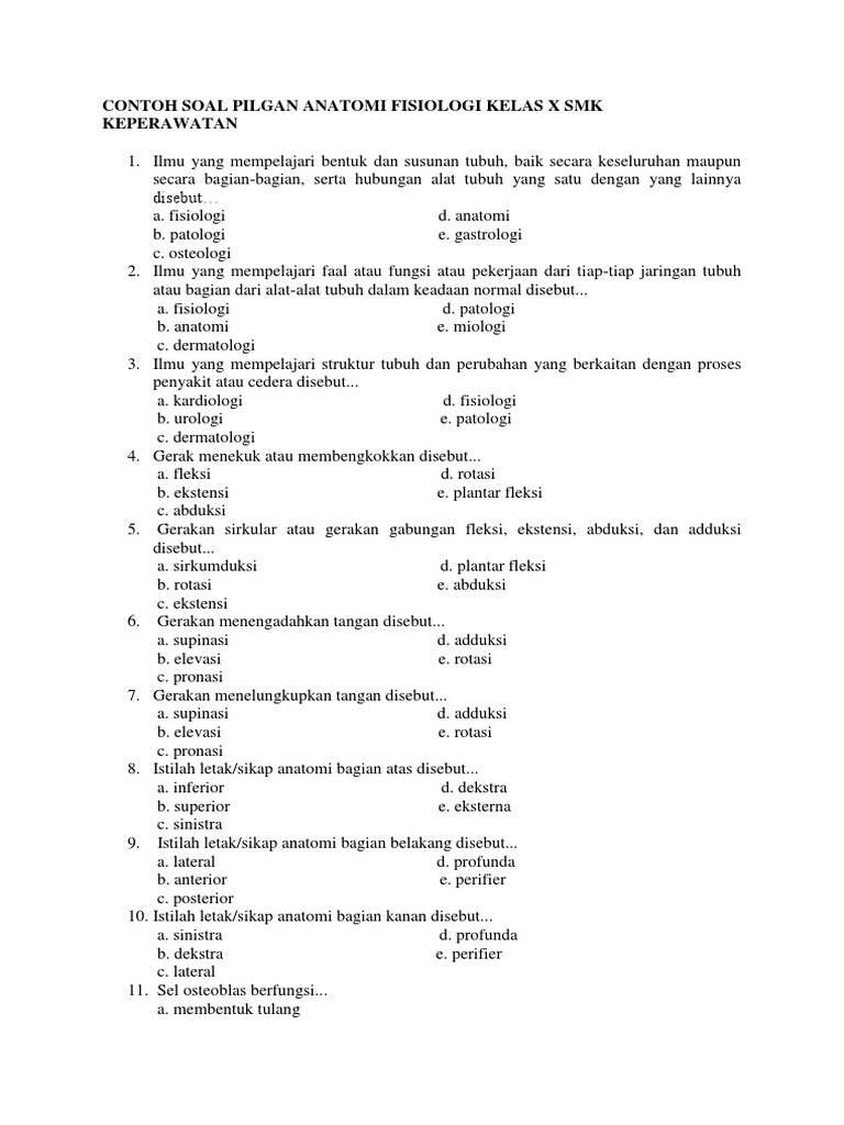 Soal Anatomi Kls 10