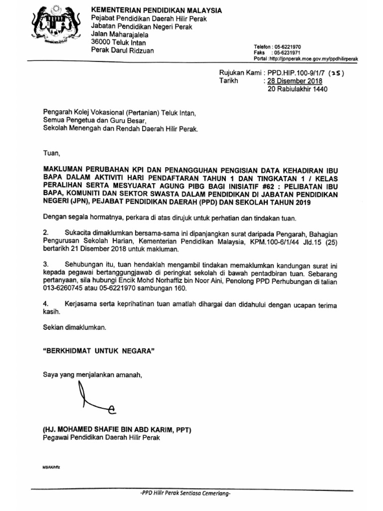 Perubahan Kpi Pibks 2019 Dan Penangguhan Pengisian Data Esarana Pdf