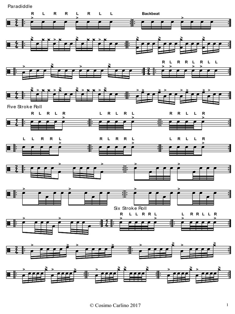 Drum Exercises (Diddles, 5 - 6 Stroke Roll, Triplets, Sixteenths ...