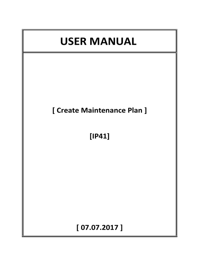 Create Maintenance Plan in SAP IP41 | PDF | Systems Engineering ...