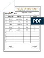 Vimal Enterprises: Inspection Report K-Sector, X-296 Midc Waluj Aurangabad-431136