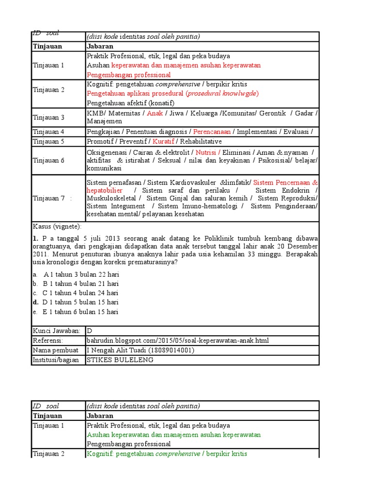 Soal Materi Prematur Bblr Asfiksia Rds Hiperbilirubin
