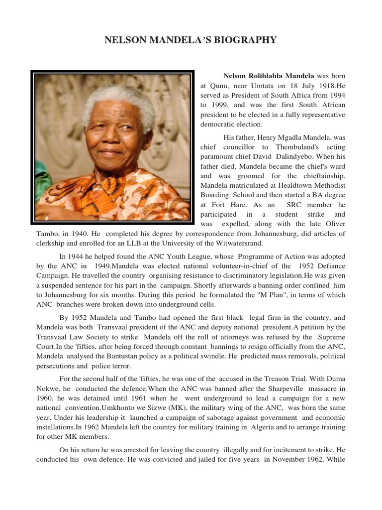 nelson mandela biography in arabic