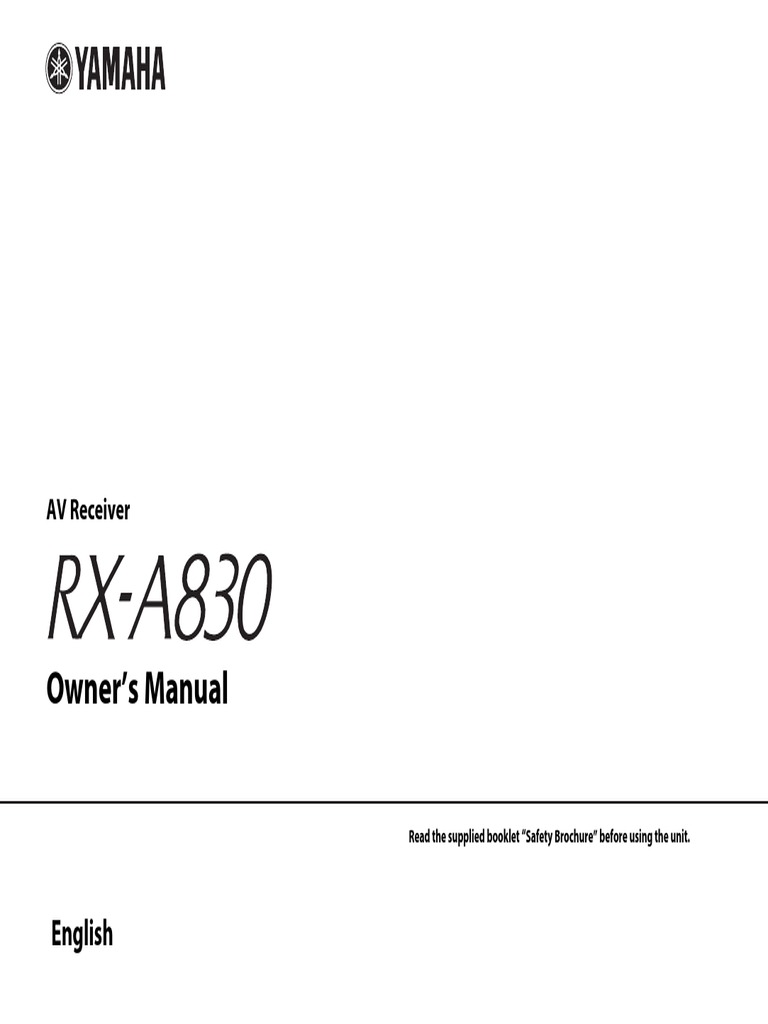 Manual Yamaha Rx-830 en | PDF | Hdmi | Television