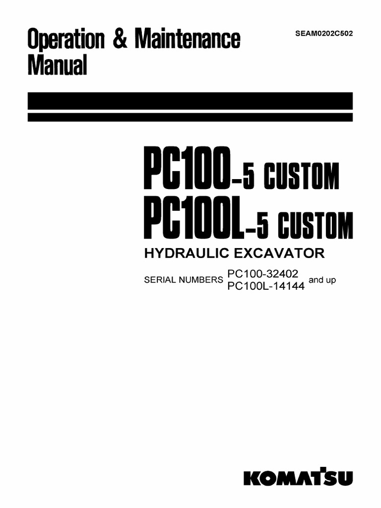 Pc100-5 Custom Seam0202c502 Operation and Maintenance Manual | PDF