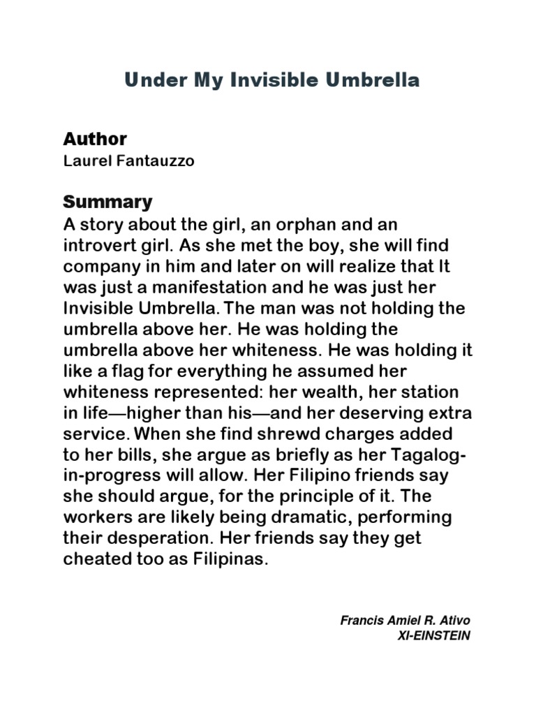 Under My Invisible Umbrella PDF
