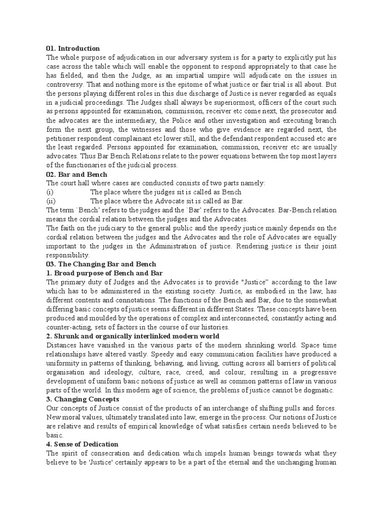Relationship Between Bar and Bench LL.B (H) PDF Advocate