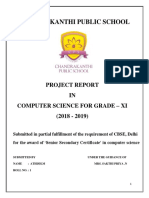 Chandrakanthi Public School: Project Report IN Computer Science For Grade - Xi (2018 - 2019)