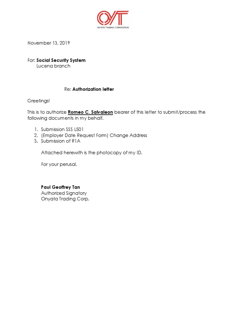 Authorization Letter SSS  PDF