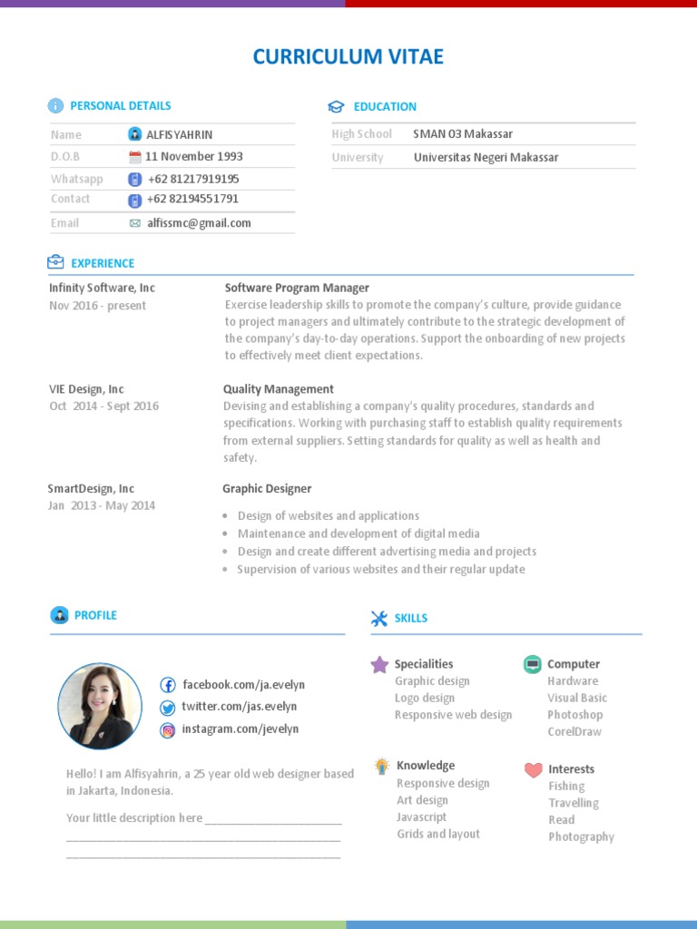 Contoh CV Bahasa Inggris | PDF | Graphic Design | Web Design