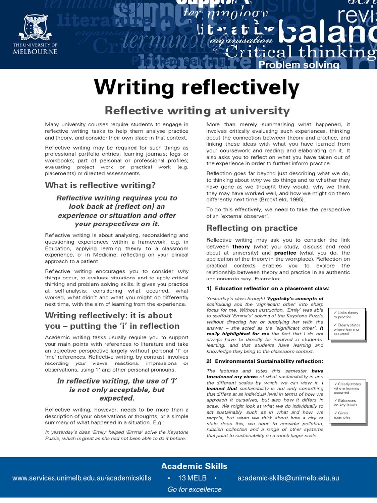 Reflective Writing Guide for Students | PDF | Theory | Learning