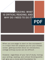 Critical Reading: What Is Critical Reading, and Whydoineedtodoit?