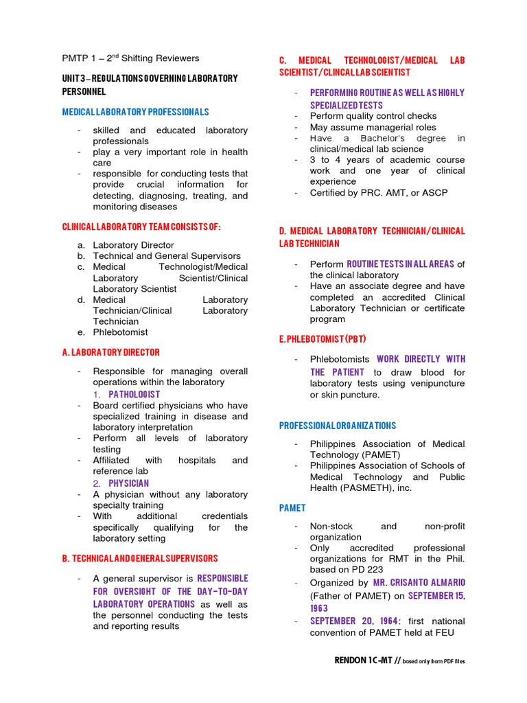 Role of Laboratory Professionals in Healthcare | PDF | Medical ...