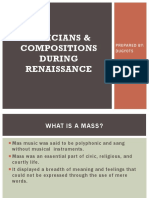 Musicians & Compositions During Renaissance: Prepared By: Dugyots