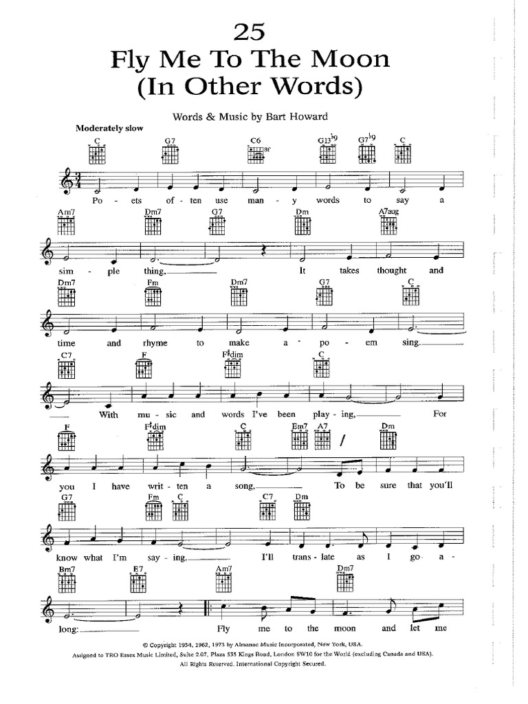 Fly Me To The Moon Melodia E Cifra Pdf Entertainment General