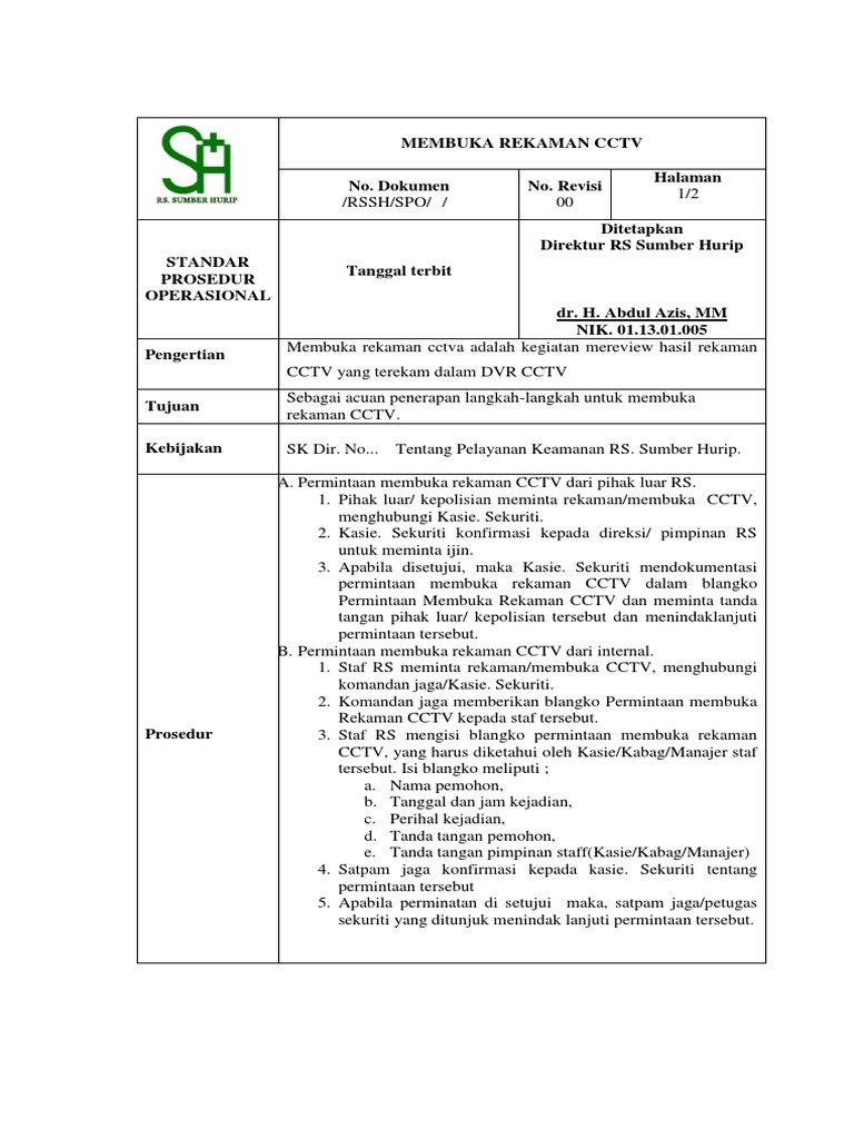 Sop Membuka Rekaman CCTV | PDF
