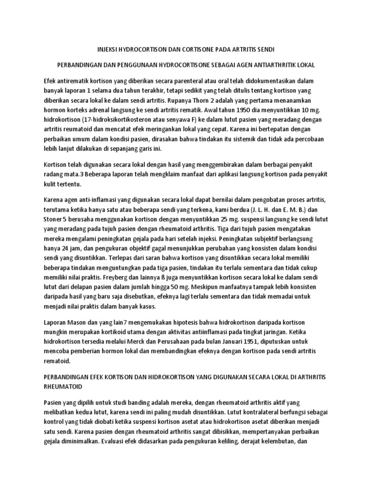 Efektivitas Injeksi Kortison pada Artritis | PDF