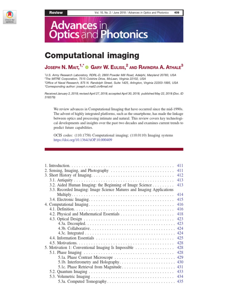 Computational Imaging PDF | PDF | Coherence (Physics) | Optics