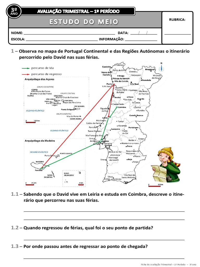 Fichas de Avaliação 3º Ano - 1º Período | PDF