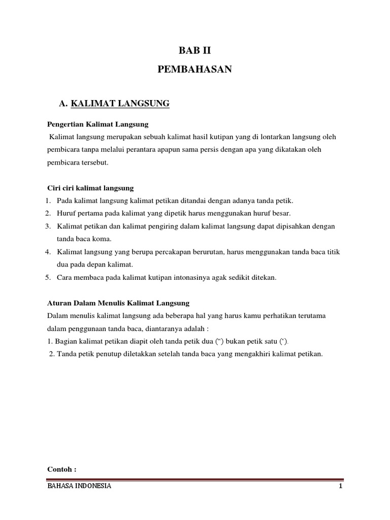 Kalimat Langsung Dan Tidak Langsung Pdf