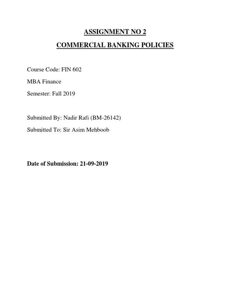 Assignment No 2 FIN 602 | PDF | Banks | Risk Management