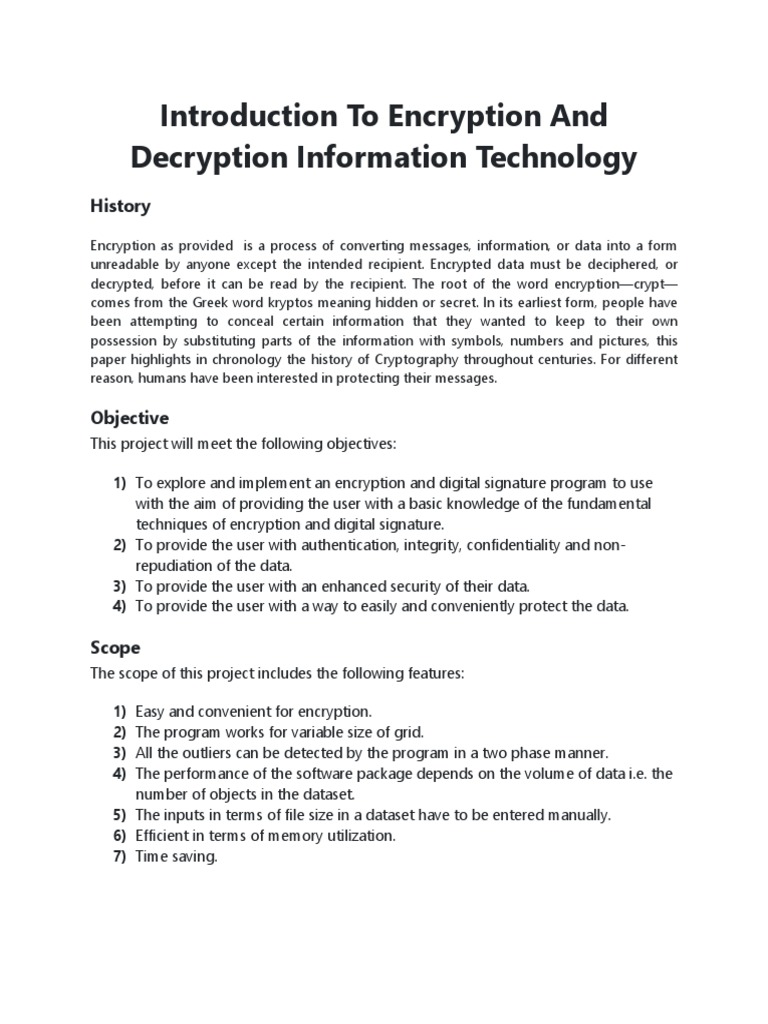 Introduction To Encryption and Decryption Information Technology | PDF ...