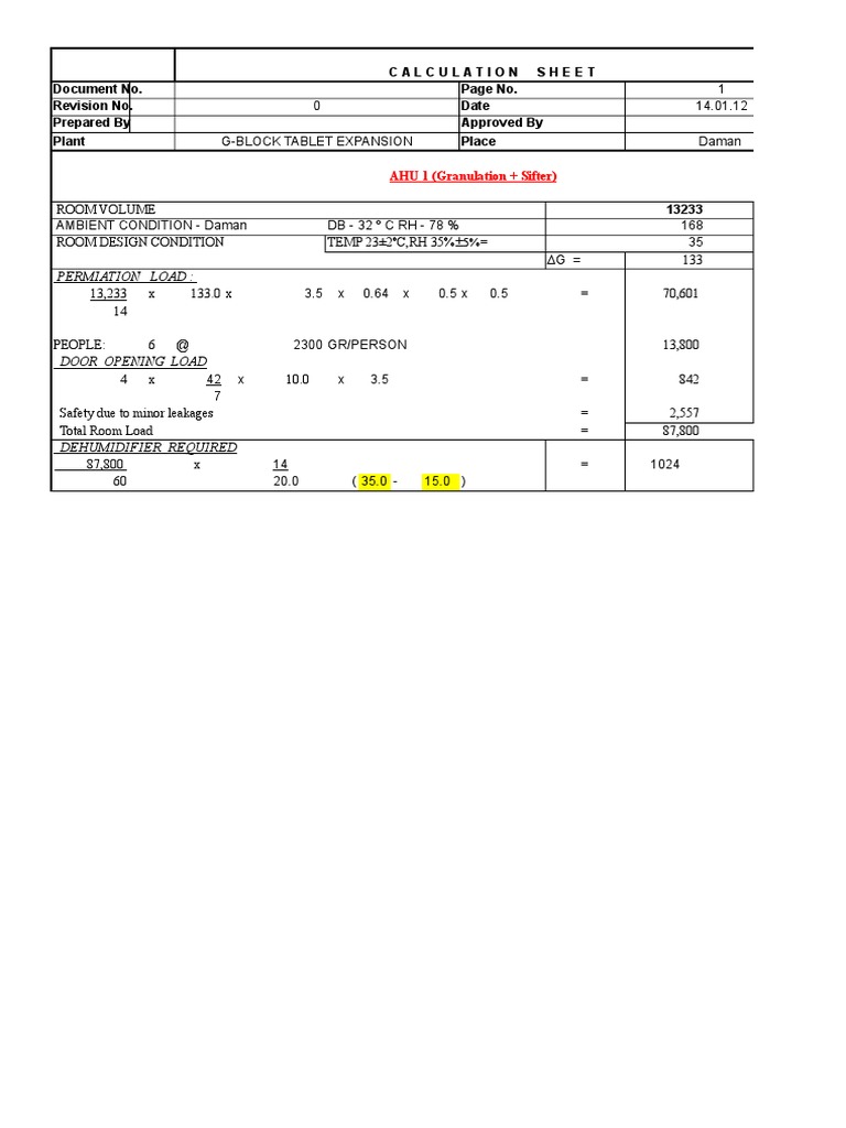 Dehumidifier Calculation | PDF | Building Technology | Branches Of ...