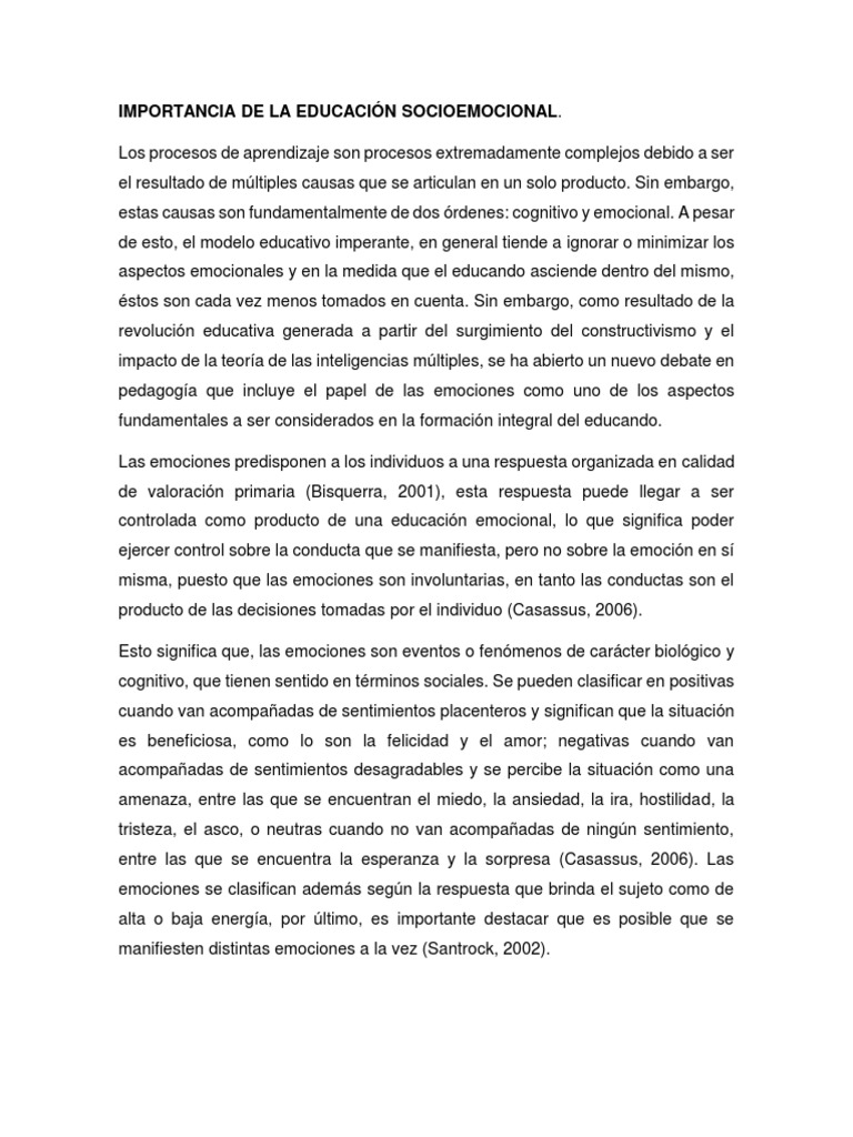 Importancia de la Educación Socioemocional | PDF | Las emociones ...