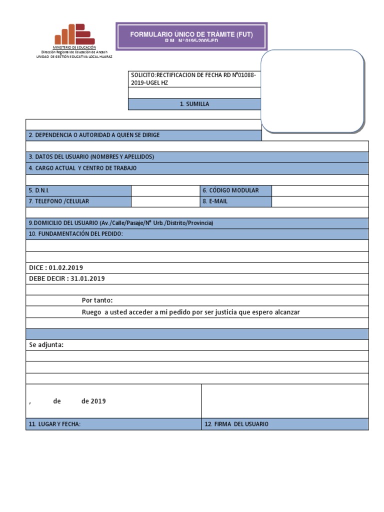 FUT Restcificacion de RD | PDF