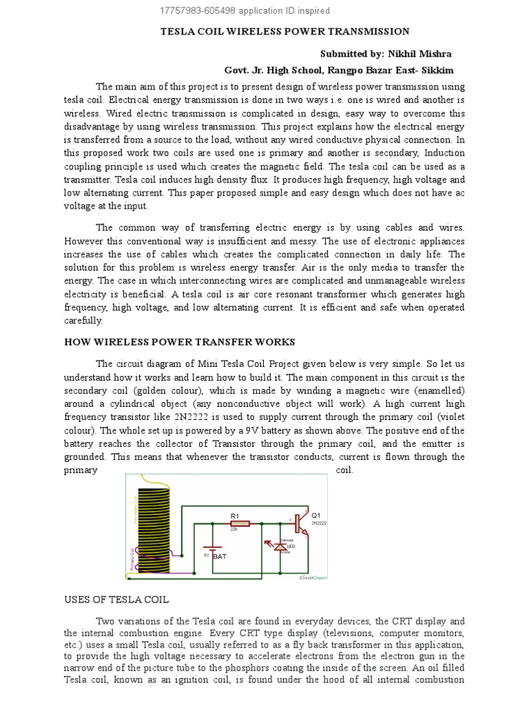 Tesla Coil Wireless Power Design | PDF | Inductor | Alternating Current