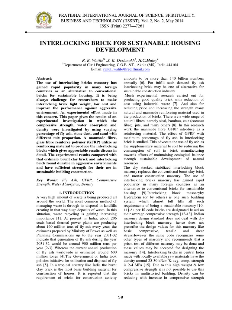 Interlocking Bricks for Sustainable Housing | PDF | Masonry | Brick