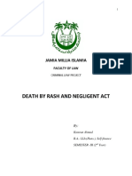 Death by Rash and Negligent Acts: An Analysis of Section 304A IPC